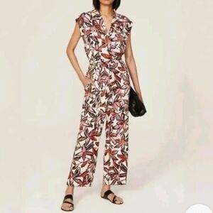 HUGO BOSS Dituta Jumpsuit Size 2 Floral Collared Pockets *READ*